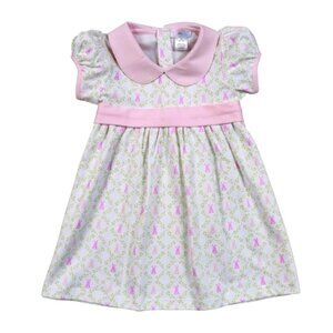 Soft Pink Bunny Whispers Easter Dress Collar Baby Loren Size 5